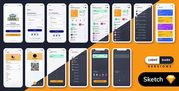 Finance MobileApp Template UI Kit (Light & Dark)  Finance &amp; Banking Design App template