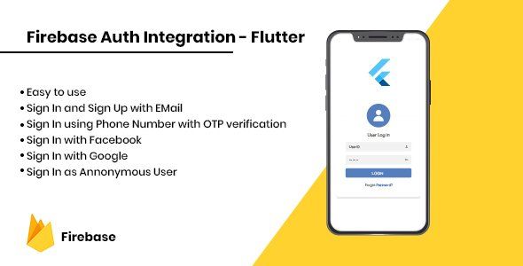 Firebase Auth Integration - Flutter Flutter Developer Tools Mobile App template