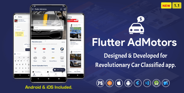Flutter AdMotors For Car Classified BuySell iOS and Android App with Chat ( 1.1 ) Flutter Chat &amp; Messaging Mobile App template
