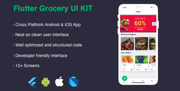 Flutter Grocery App UI Kit Flutter  Mobile 