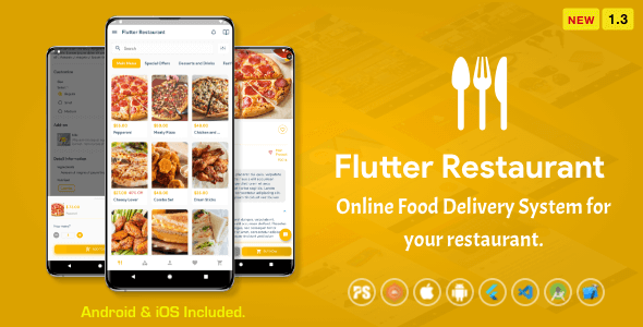 Flutter Restaurant ( Online Food Delivery System For iOS and Android ) 1.3 Flutter Ecommerce Mobile App template