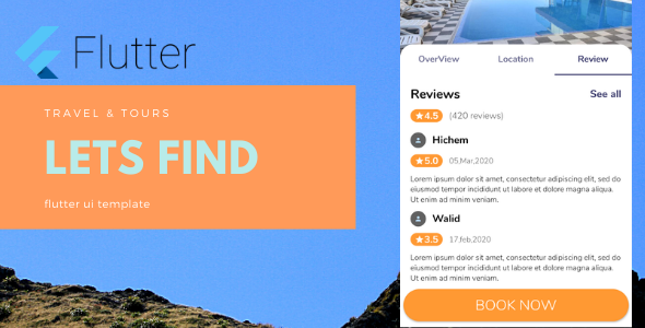 Flutter Travel UI kit Template Flutter Travel Booking &amp; Rent Mobile App template