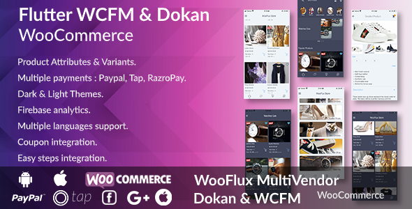 Flutter WooCommerce Dokan & WCFM Flutter App, Multivendor Flutter WooCommerce Full App Flutter Ecommerce Mobile App template