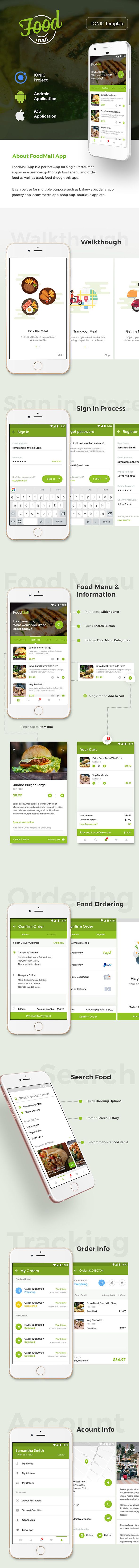 Food Ordering Restaurant Android App+ Food iOS App Template (HTML + CSS IONIC 3)| Foodmall - 2