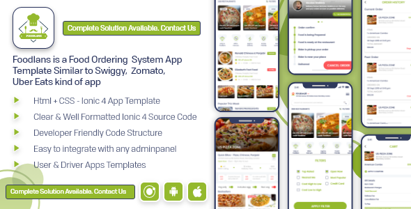 Foodlands - On Demand Food Ordering App template for Android ios - Postmates Uber eats Ionic Food &amp; Goods Delivery Mobile App template