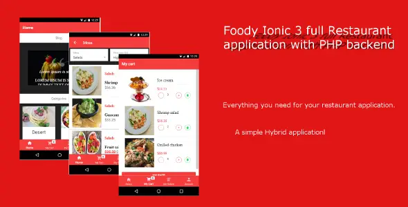Foody Ionic 3 Full Restaurant App Ionic Ecommerce Mobile App template