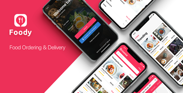 Foody mobile App UI Kit for Adobe XD  Food &amp; Goods Delivery Design Uikit