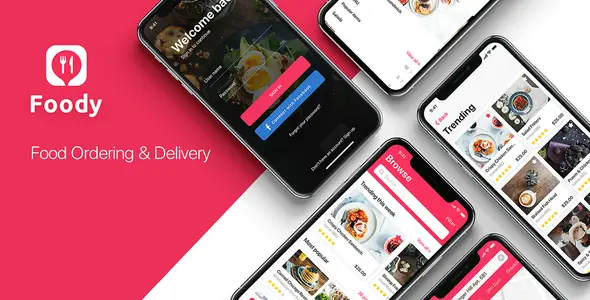 Foody mobile App UI Kit for Figma  Food &amp; Goods Delivery Design Uikit