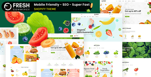 Freshcom Organic - Responsive Shopify Theme  Ecommerce Design Uikit