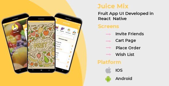 Fruit App Template with React Native - Mobile Android and iOS compatible React native Developer Tools Mobile App template