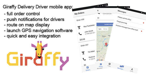 GiraffyDriver - driver mobile app for GiraffyDelivery Ionic Food &amp; Goods Delivery Mobile App template