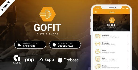 GoFit - Complete React Native Fitness App + Backend React native Sport &amp; Fitness Mobile App template