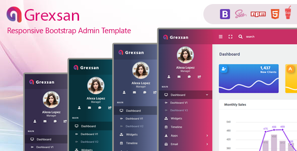 Grexsan - Bootstrap 4 Admin Dashboard Template   Design Uikit