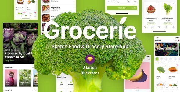 Grocerie - Sketch Food & Grocery Store App  Ecommerce Design Uikit