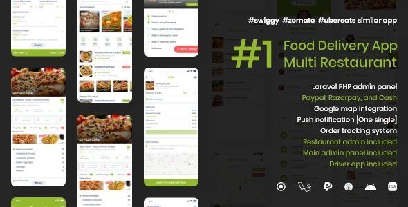 Grocery, Food Delivery Mobile App with Web Panels Ionic Food &amp; Goods Delivery Mobile App template