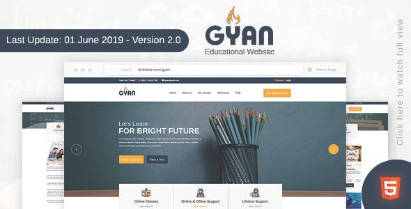 Gyan - Educational HTML Template  Books, Courses &amp; Learning Design Uikit