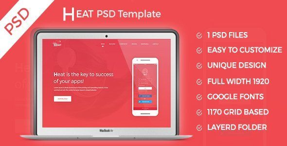 HEAT - Apps Landing PSD Template   Design 