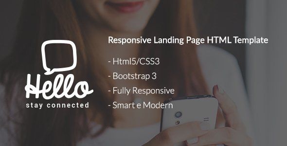 Hello - Bootstrap Landing Page HTML Template  Chat &amp; Messaging Design Uikit