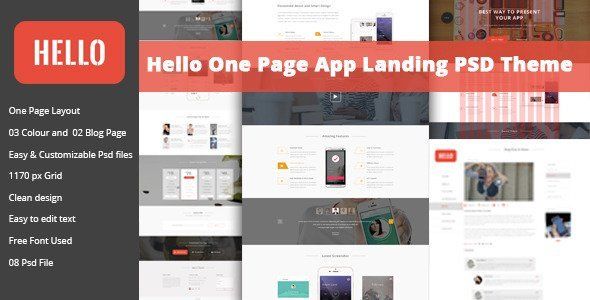 Hello - One Page App Landing PSD  Ecommerce Design 