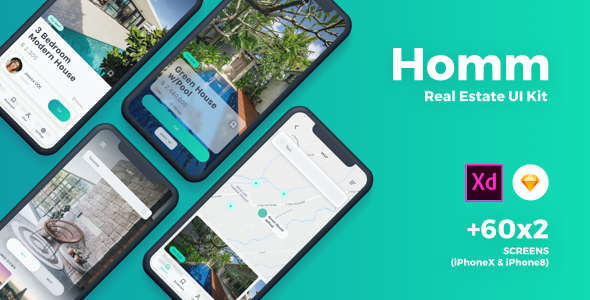 Homm - Real Estate Sketch UI Kit  Travel Booking &amp; Rent Design Uikit