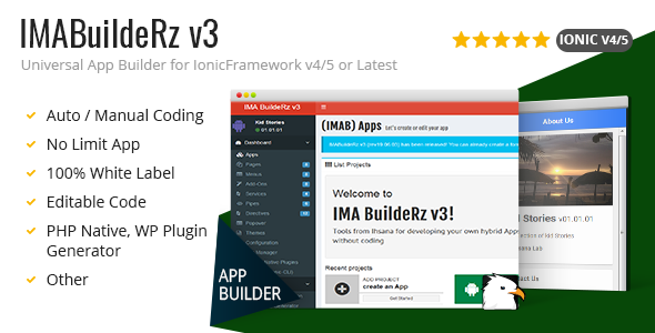 IMABuildeRz v3 - Universal AppBuilder for Ionic v5 Ionic  Mobile App template