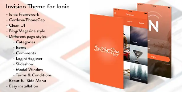 Invision Theme for Ionic Ionic  Mobile App template