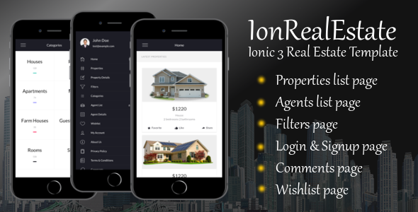 IonRealEstate - Ionic 3 Real Estate Template Ionic  Mobile App template