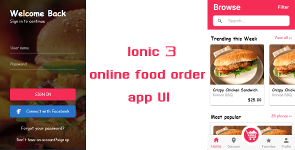 Ionic 3 online food order app template (Android - IOS) Ionic  Mobile App template