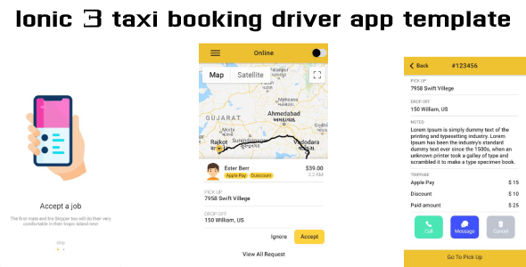 Ionic 3 taxi - cab booking driver app template (Android - IOS) Ionic Travel Booking &amp; Rent Mobile App template