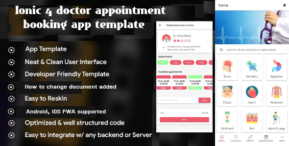 Ionic 4 doctor appointment booking app template (Android , IOS HTML/CSS) Ionic Books, Courses &amp; Learning Mobile App template