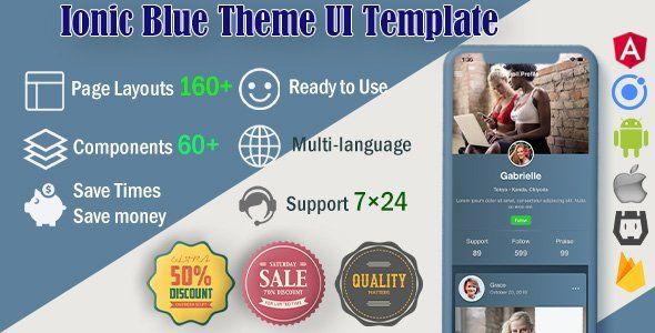 Ionic 5 / Angular 8 UI Blue Theme / Template App | Starter App Ionic Ecommerce Mobile App template