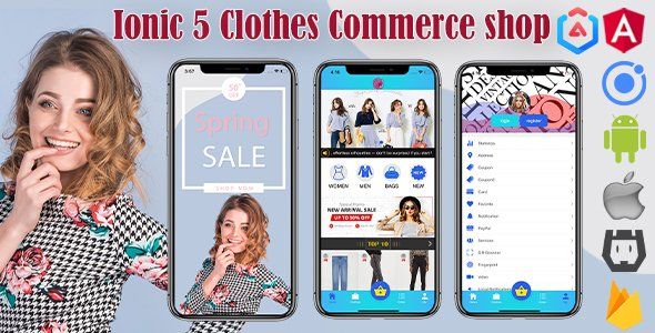 Ionic 5 Clothes Shop Commerce App/Full App/with Firebase/Template Ionic  Mobile App template