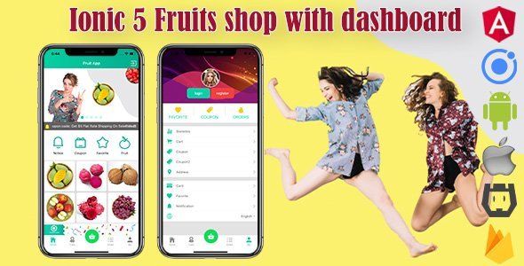 Ionic 5 Fruits Commerce Shop App V2 with Firebase/Admin Backend Ionic Developer Tools Mobile App template