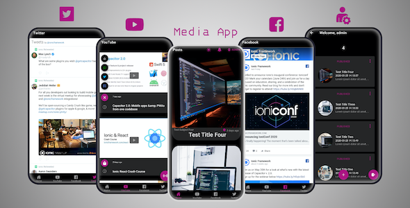 Ionic 5 Media App with YouTube API, HLS Livestream and Admin Panel Ionic Books, Courses &amp; Learning Mobile App template