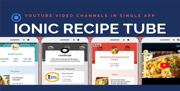 Ionic Recipe Tube Ionic News &amp; Blogging Mobile App template