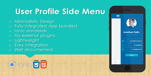 Ionic User Profile Side Menu Plugin with Full Application Ionic  Mobile App template