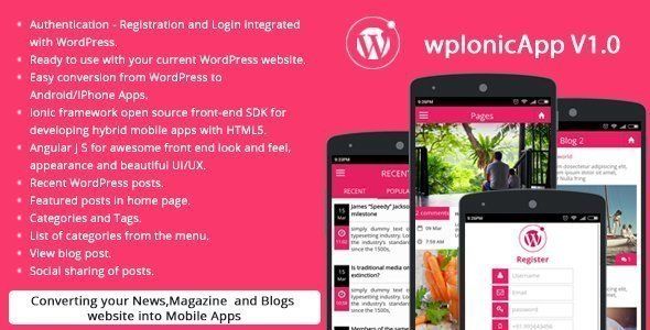 Ionic Wordpress RESTAPI (wpIonicApp V1.0) - News / Magazine / Blogs Ionic News &amp; Blogging Mobile App template