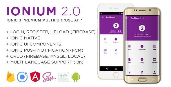 Ionium 2 - Ionic Multipurpose App using Ionic 3 Ionic Developer Tools Mobile App template