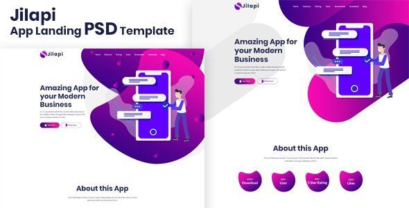 Jilapi - App Landing Page PSD Template   Design 