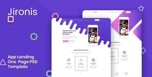 Jironis - App Landing One Page PSD Template   Design App template