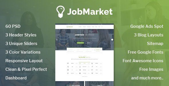 JobMarket - Job Portal PSD Template (Multipurpose)   Design Uikit