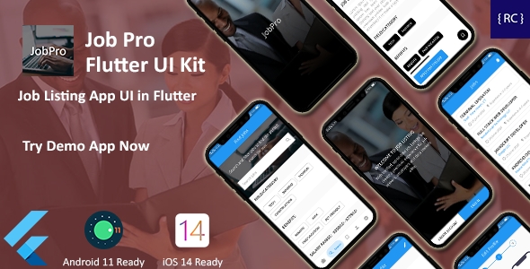 JobPro - Job Listing App UI Template in Flutter Flutter  Mobile App template