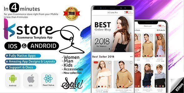KStore - Complete React Native template for iOS and Android. React native Ecommerce Mobile App template