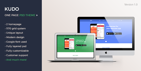 KUDO – App Landing Page   Design App template