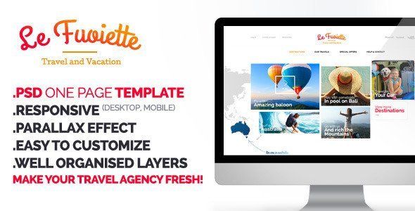 La Fouiette - Travel Agency one page Psd Template  Travel Booking &amp; Rent Design 