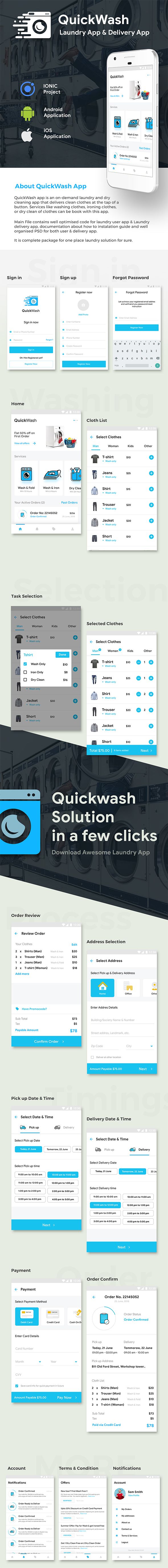Laundry Android App + Laundry iOS App Template | Quickwash (HTML+CSS files IONIC 3) - 2