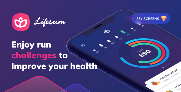Lifesum Health and Fitness Mobile App - UI kit  Sport &amp; Fitness Design Uikit
