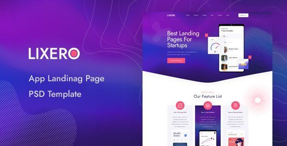 Lixero - App Landing Page PSD Template   Design 