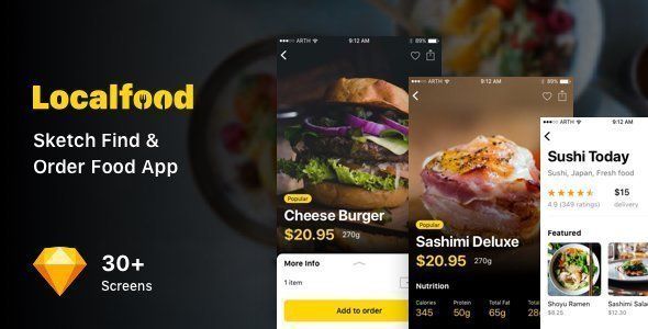 Localfood - Sketch Find & Order Food App  Food &amp; Goods Delivery Design Uikit