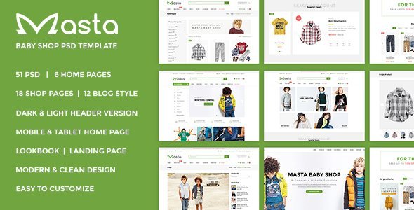Masta – Baby Shop eCommerce PSD Responsive  Ecommerce Design 